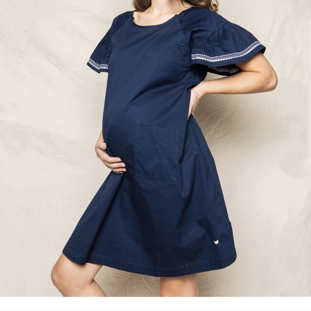 Petite Plume Women's Navy Twill Hospital Gown